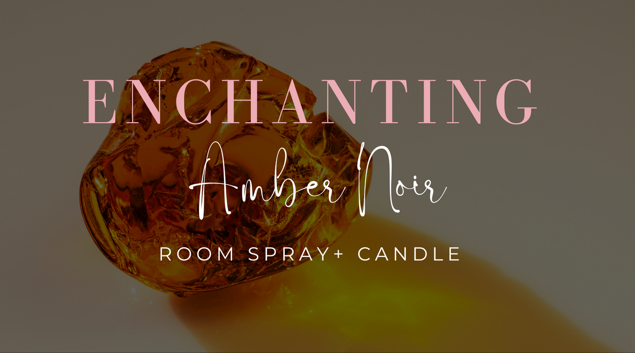 Set the Mood with the Captivating Scent of Our Amber Noir Room Spray + Candle