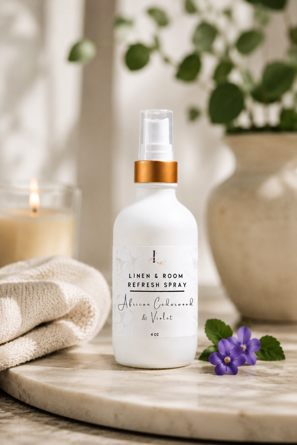 African Cedarwood & Violet | Long Lasting Linen &  Room Refresh