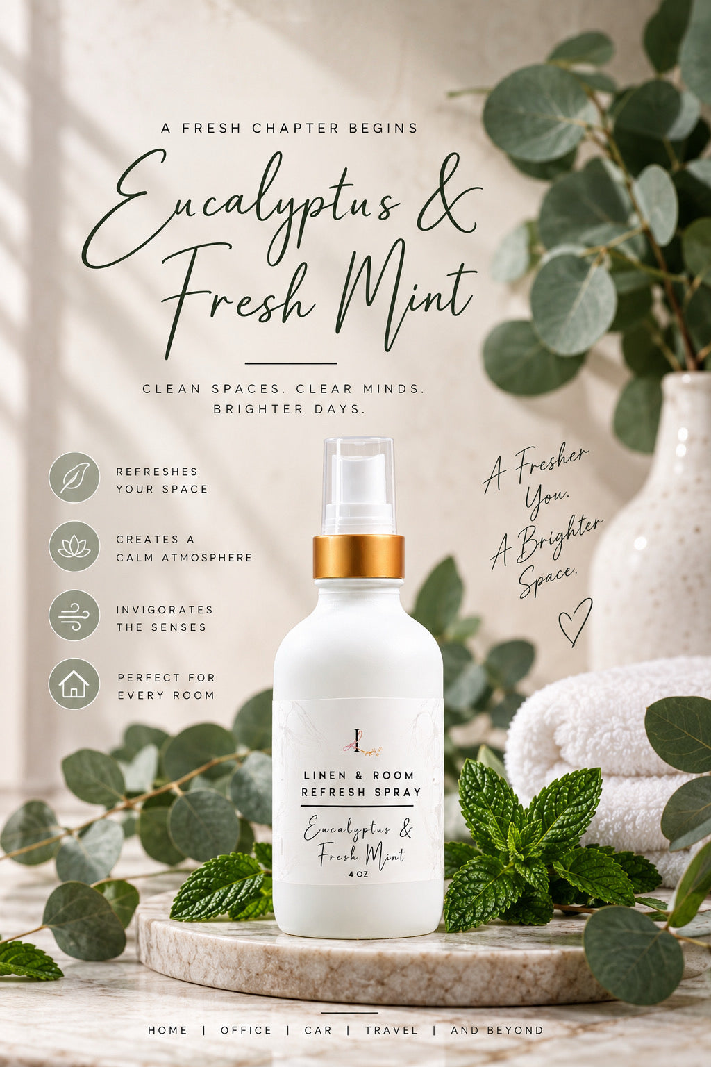 Eucalyptus & Fresh Mint | Long Lasting Linen &  Room Refresh